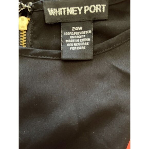 Whitney Port 24 Black Detail Zip Back Split Back Layered Hem Sleeveless Blouse - Picture 5 of 5